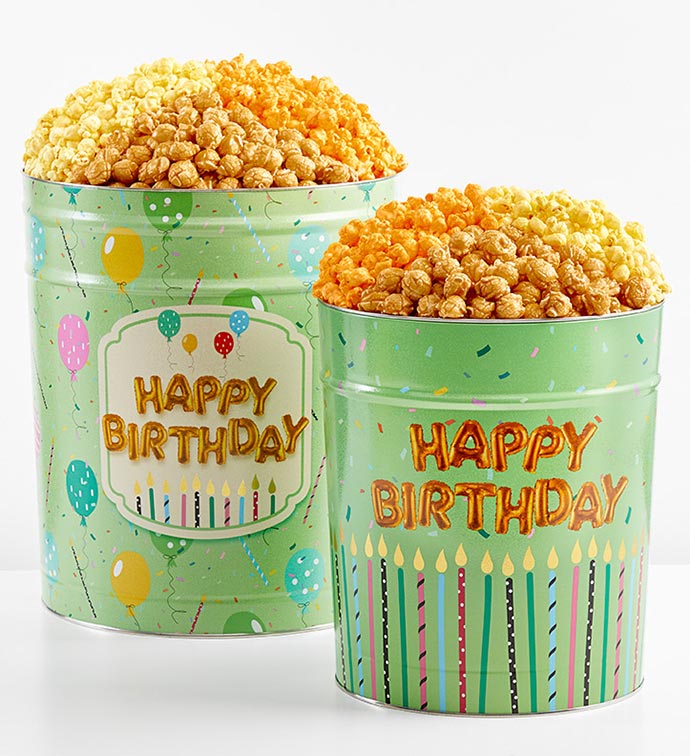 Birthday Wishes 3 1/2 Gallon 3 Flavor Popcorn Tin